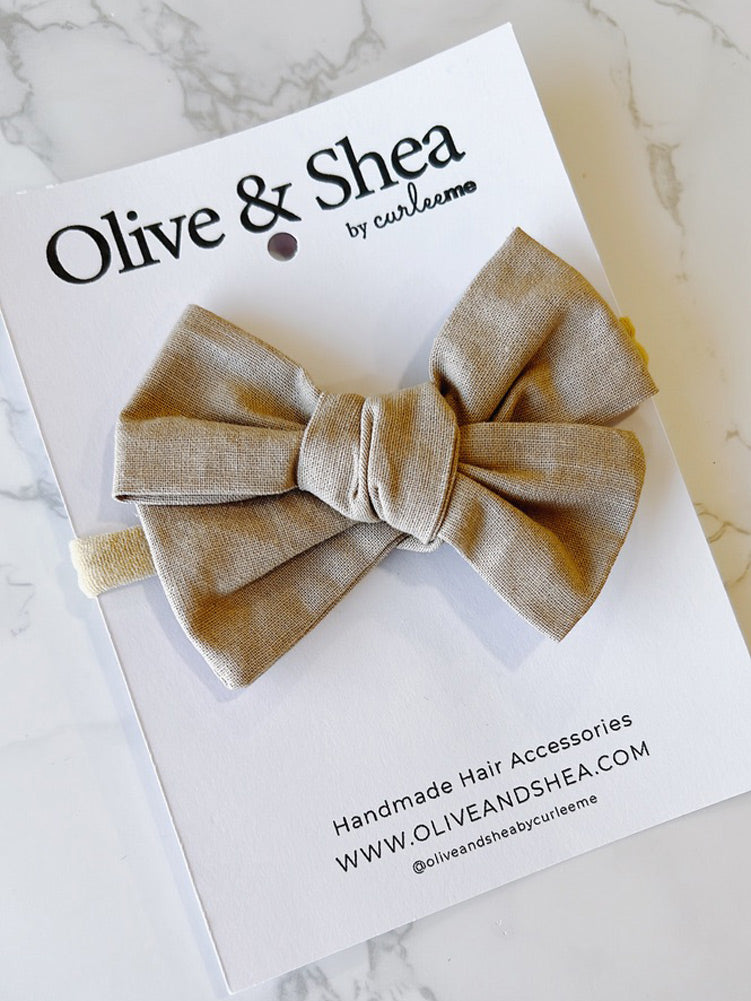 Pinwheel Bow Baby Headband - Tan