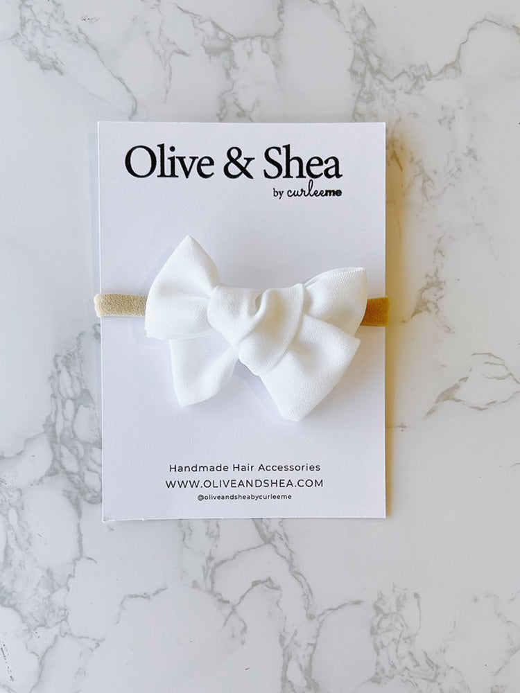 Pinwheel Bow Baby Headband - White