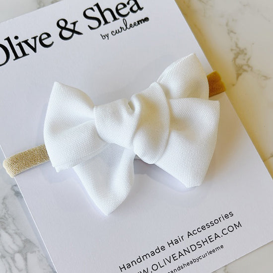 Pinwheel Bow Baby Headband - White