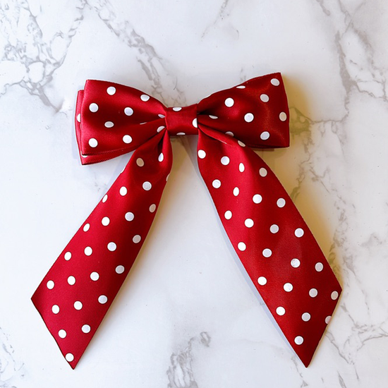Red with White Polka Dots Hair Bow