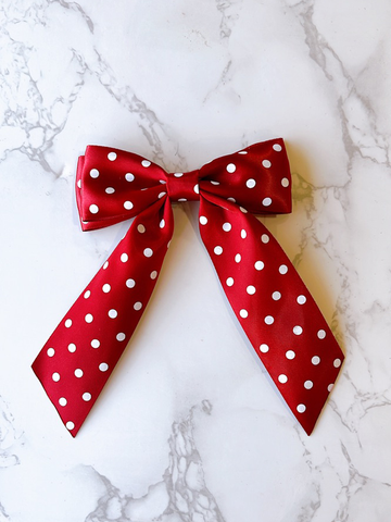 Red with White Polka Dots Hair Bow