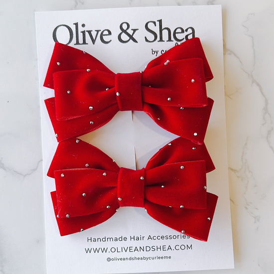 Ginny Red Pigtail Bow Set