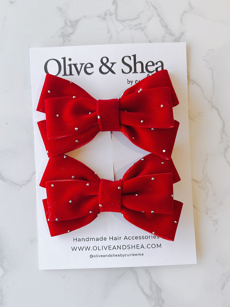 Ginny Red Pigtail Bow Set
