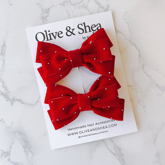 Ginny Red Pigtail Bow Set