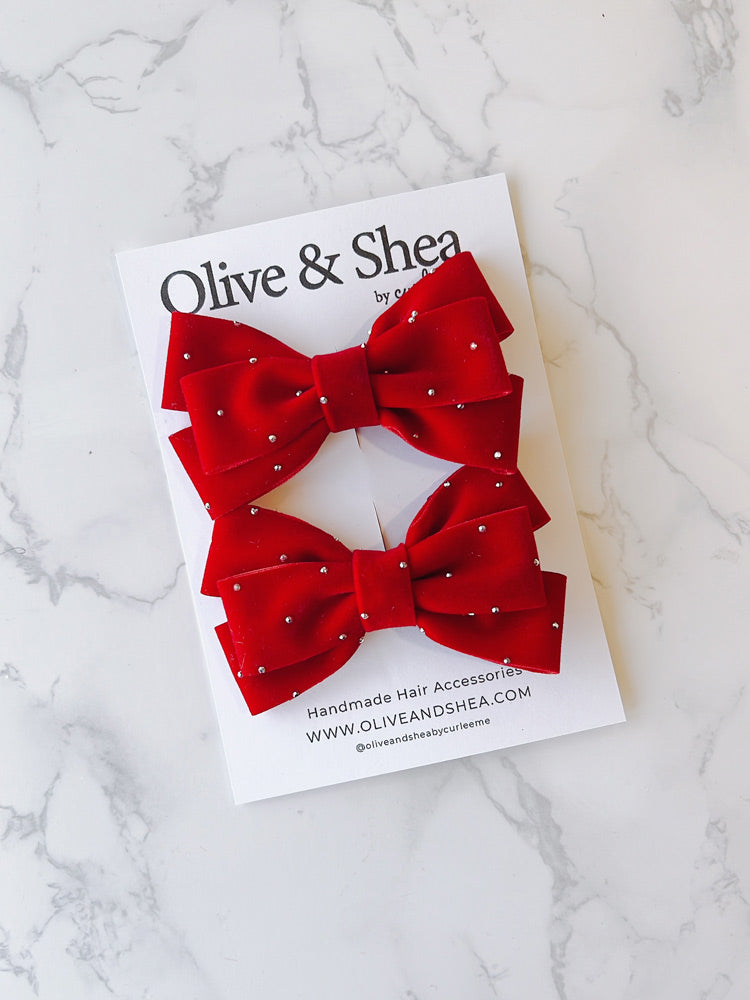 Ginny Red Pigtail Bow Set