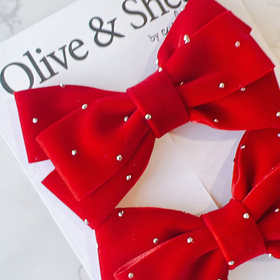 Ginny Red Pigtail Bow Set