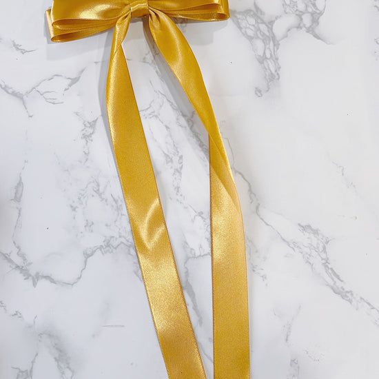 Gold Satin Long Tailed Hair Bow