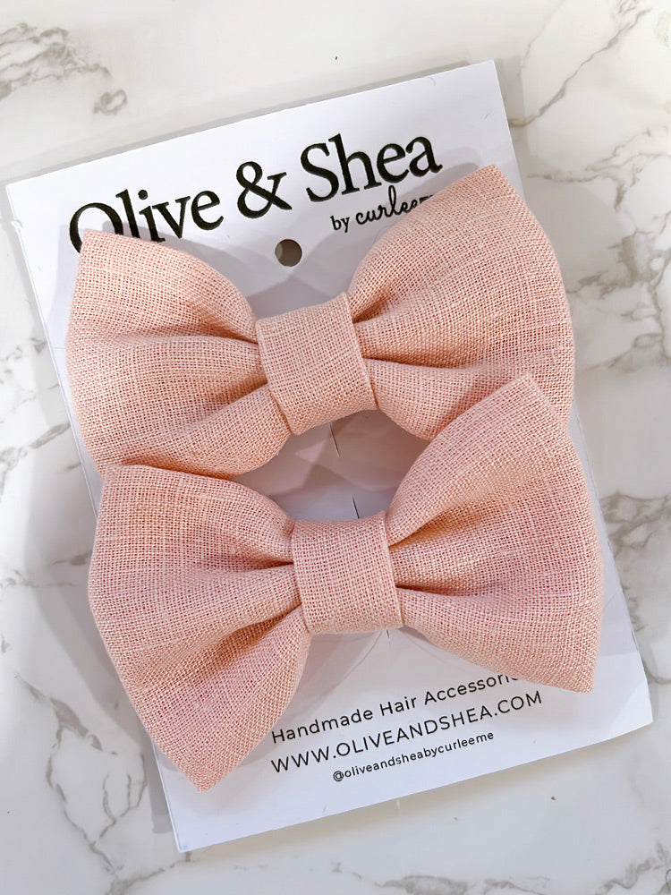 Pink Classic Linen Bow Set