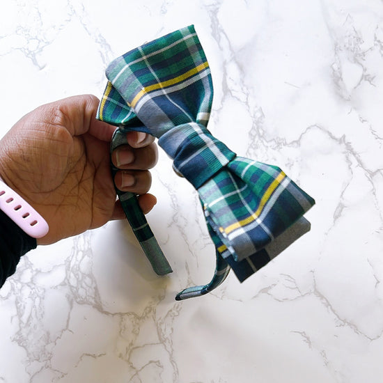 School Plaid Bow Headband