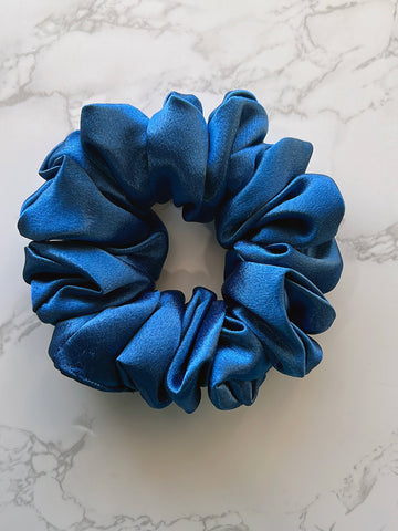 Sapphire Satin Scrunchie
