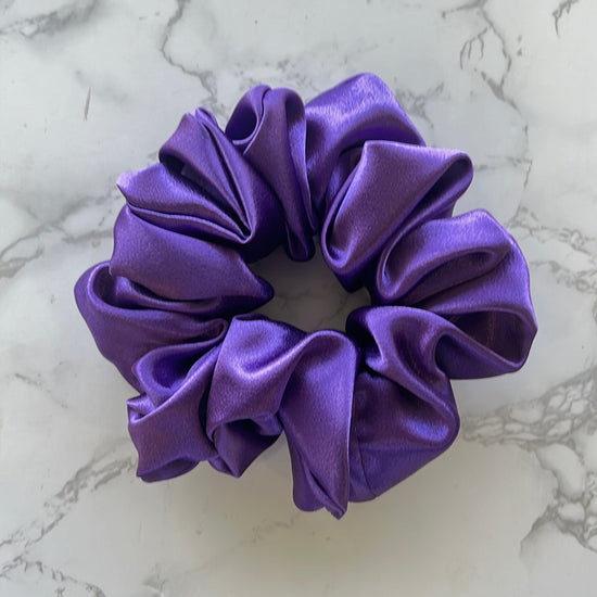 Purple extra large jumbo satin scrunchie