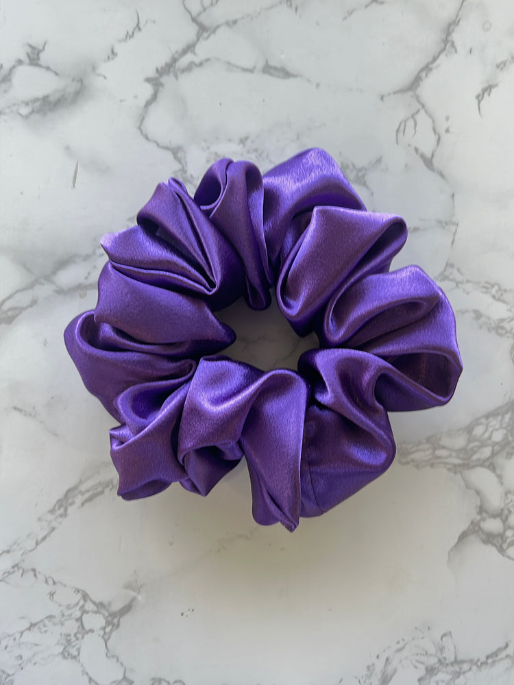 Purple extra large jumbo satin scrunchie