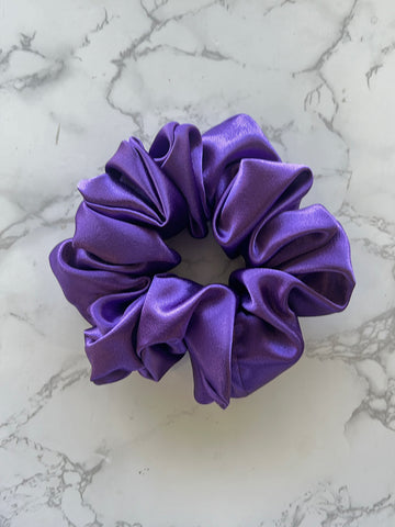 Purple extra large jumbo satin scrunchie