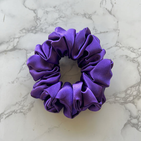 Purple satin scrunchie