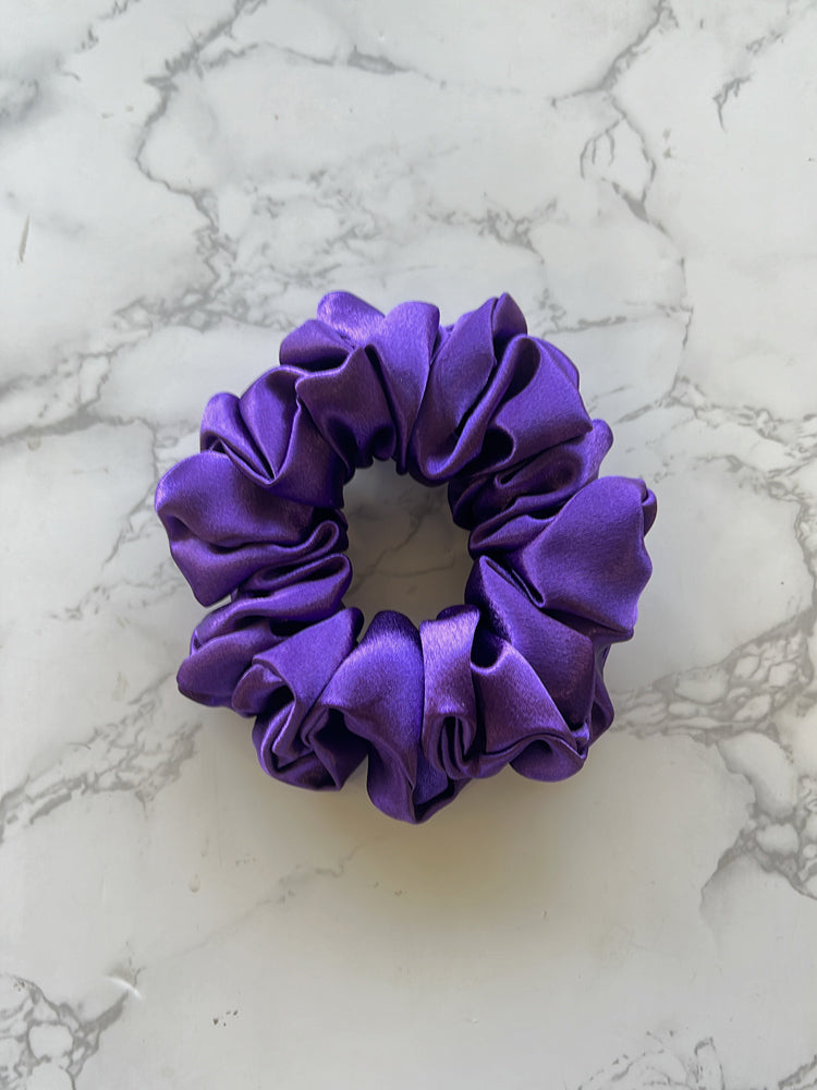 Purple satin scrunchie