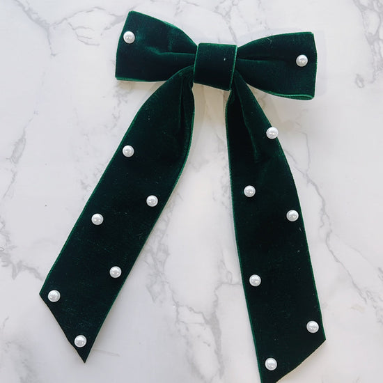 Rachel Green Velvet Pearl Bow