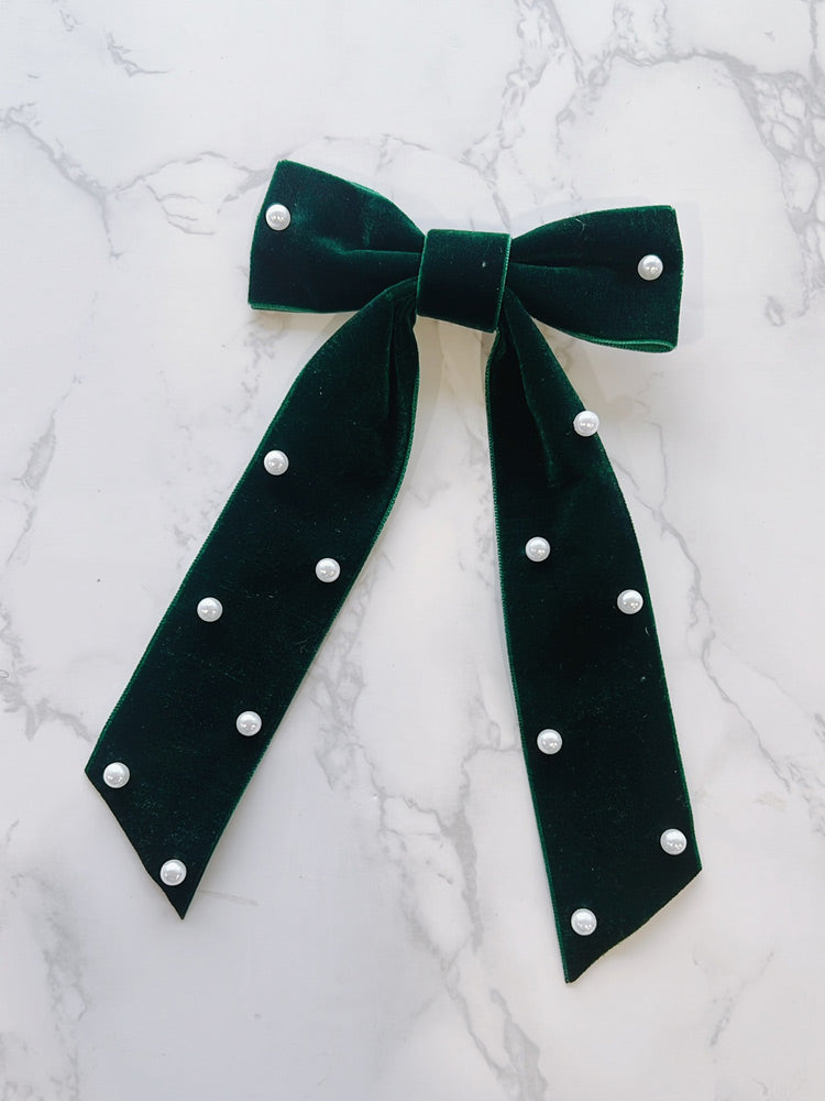 Rachel Green Velvet Pearl Bow