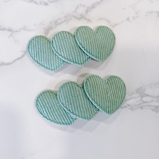 Mint Grey Heart Snap Clips
