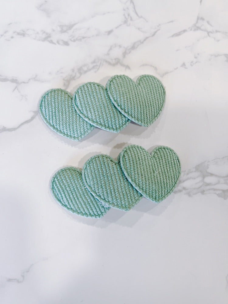 Mint Grey Heart Snap Clips
