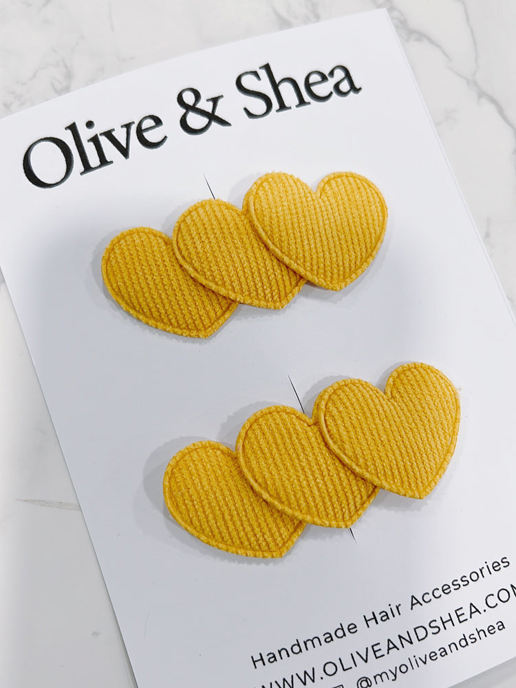 Yellow Heart Clip Set
