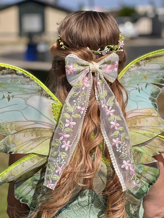 English Tea Lace Hair Bow with pearls