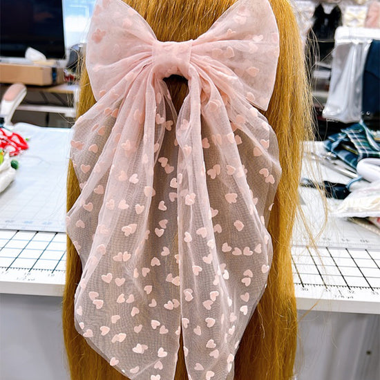 Temptress Pink Heart Hair Bow