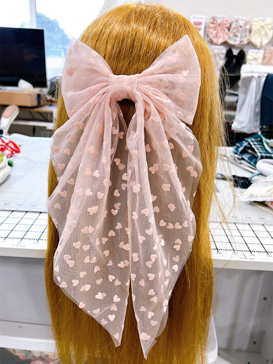 Temptress Pink Heart Hair Bow