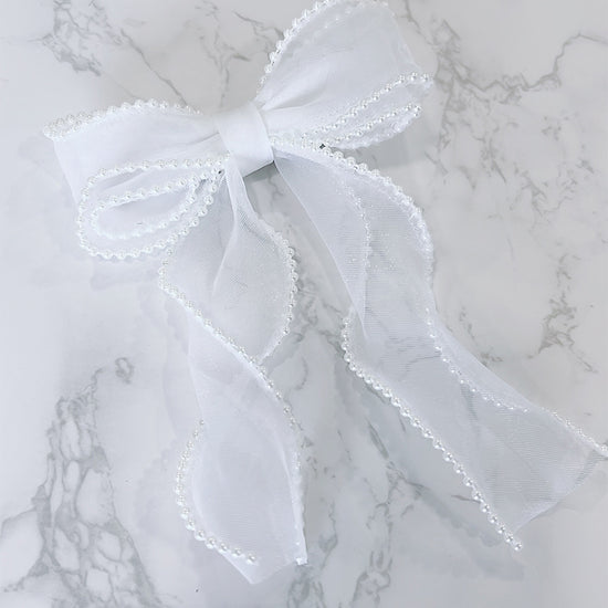 Sweetheart Pearl Bow - White