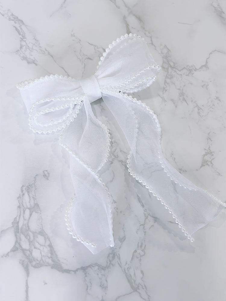 Sweetheart Pearl Bow - White