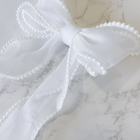 Sweetheart Pearl Bow - White