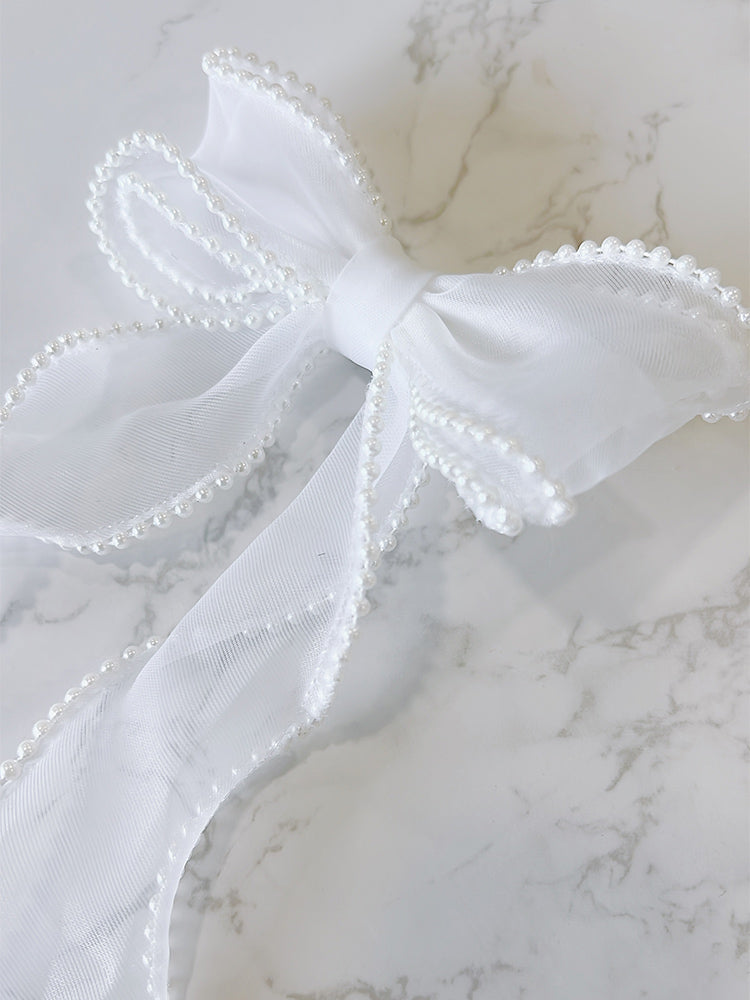 Sweetheart Pearl Bow - White