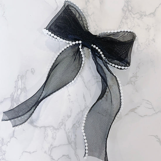 Sweetheart Pearl Bow - Black
