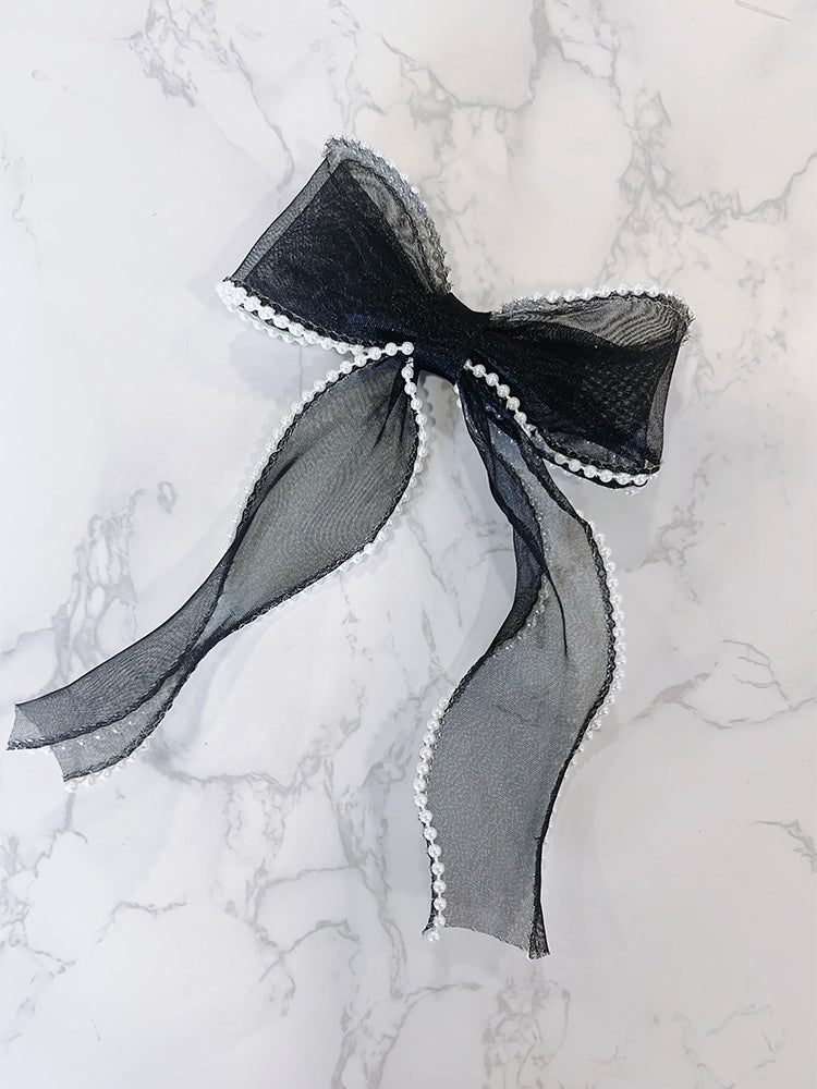 Sweetheart Pearl Bow - Black