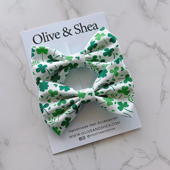 Shamrock Classic Pigtail Bow Set | Olive & Shea