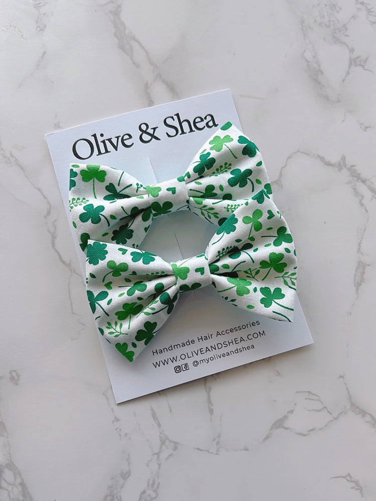 Shamrock Classic Pigtail Bow Set | Olive & Shea