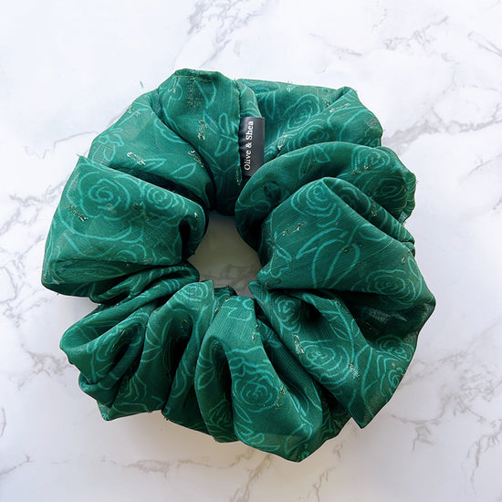 Forest Chiffon Jumbo Scrunchie