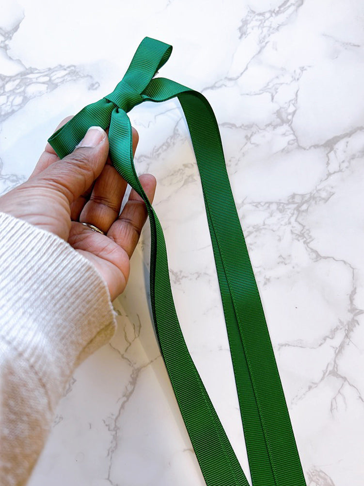 Green Double Long Tailed Hair Bow