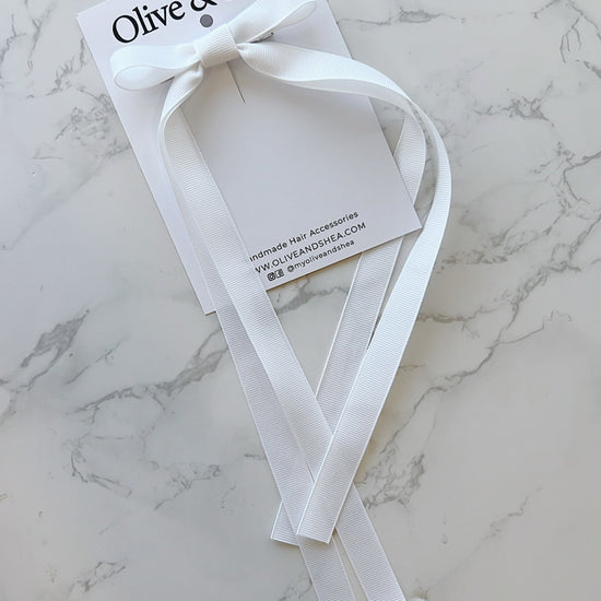 White Double Long Tailed Hair Bow