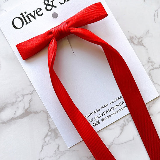 Red Double Long Tailed Hair Bow