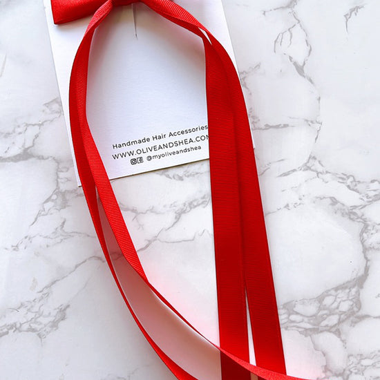 Red Double Long Tailed Hair Bow