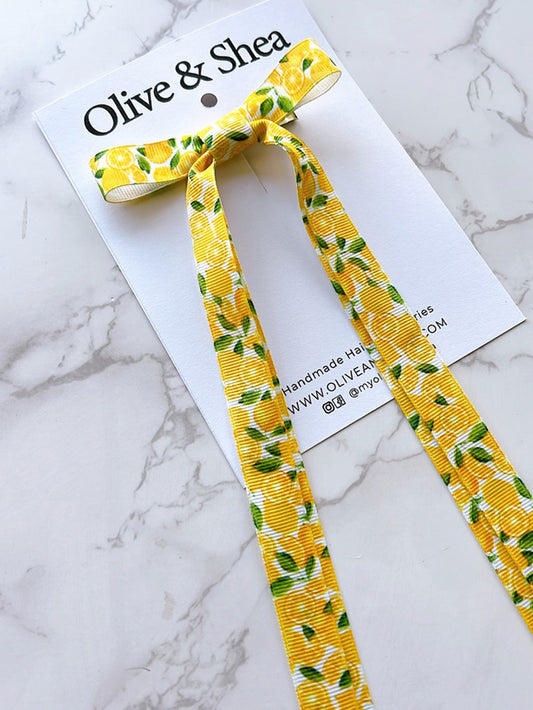 Lemon Long Double Tailed Hair Bow