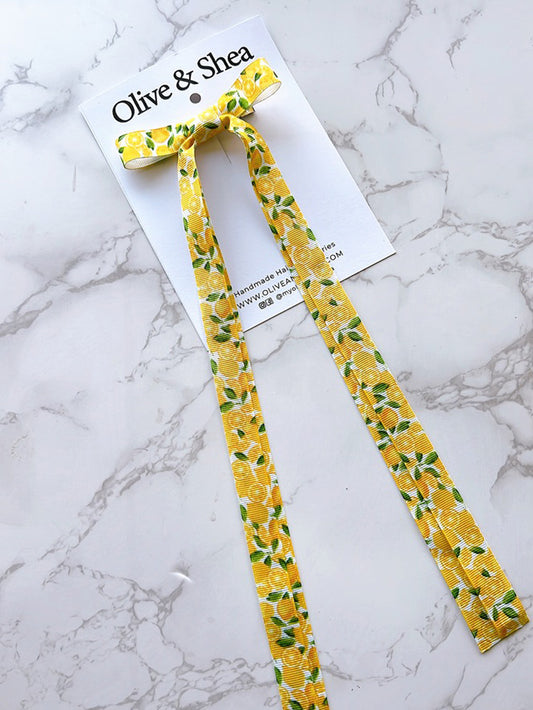 Lemon Long Double Tailed Hair Bow