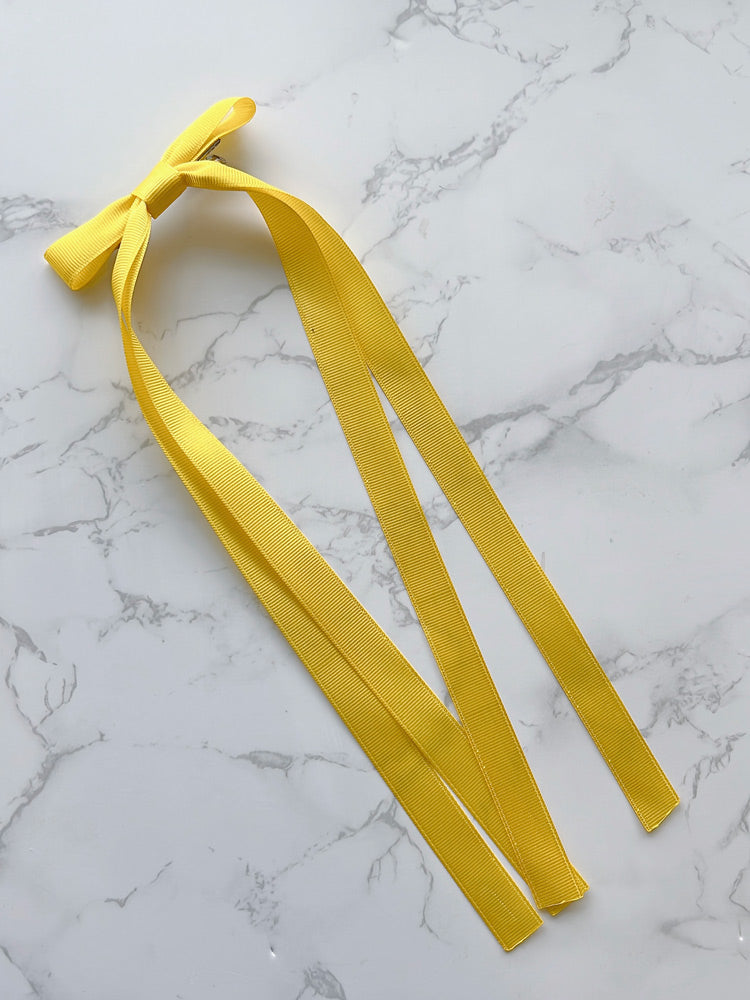Yellow Double Long Tailed Hair Bow