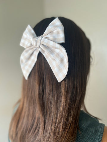Gingham Hand Tied Hair Bow