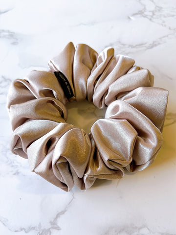 Taupe Satin Scrunchie