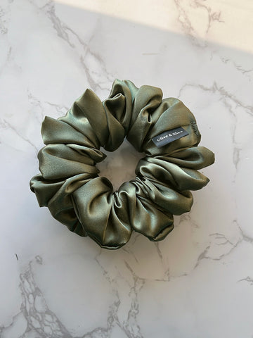 Olive Satin Scrunchie
