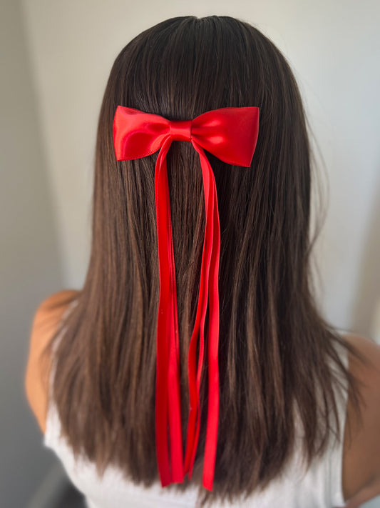 Triple Satin Long Tailed Hair Bow