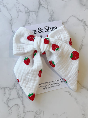 Strawberry Hand Tied Hair Bow