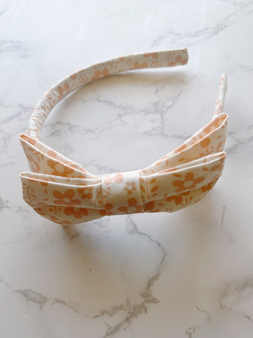 Peach Floral  Bow Headband