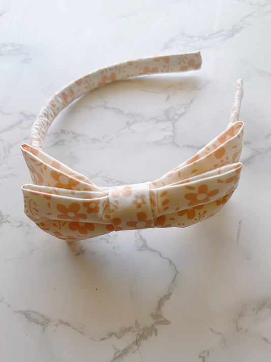 Peach Floral  Bow Headband